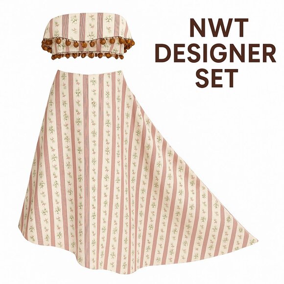 NWT WeWoreWhat Lemon Icing Floral Stripe 2-Piece Set Size 2 Designer Co-Ord - Picture 1 of 14